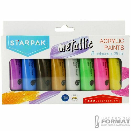 Farba akrylowa Starpak 8kolx 25ml, metalik kolor: mix 25ml (484980) 7