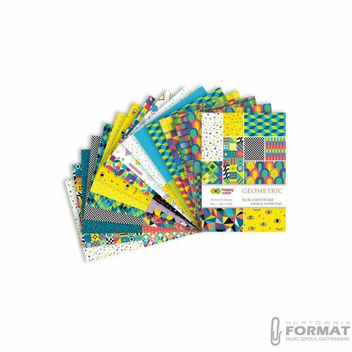 BLOK Z MOTYWAMI HAPPY COLOR GEOMETRIC A4 80g 15 KARTEK 28 MOTYWÓW 2