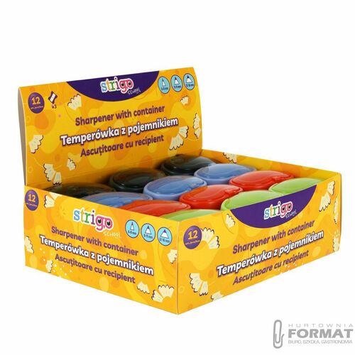 Temperówka Strigo z pojemnikiem na 3 grubości oł.i kredek mix (SSC386) 9