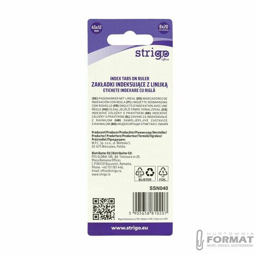Zakładki indeksujące Strigo pastelowe 45x12mmx8 bloczków 5905658810207 160k [mm:] 45x12 (SSN040) 3