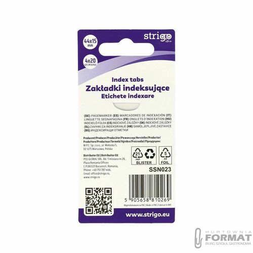 Zakładki indeksujące Strigo pieski 44x15mm x4bl 5905658810269 80k [mm:] 44x15 (SSN023) 3