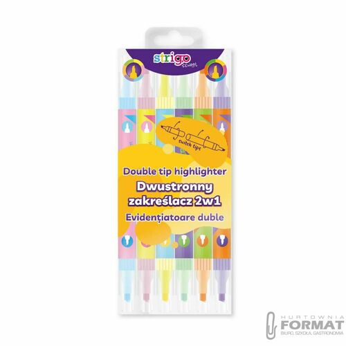 Zakreślacz Strigo 6szt pastelowych i 6 szt neonowych 2w1 (SSC442) 2