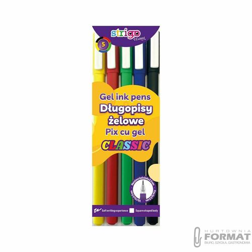Długopis żelowy Strigo CLASSIC żelowy 5kol mix 0,8mm (SSC426) 2