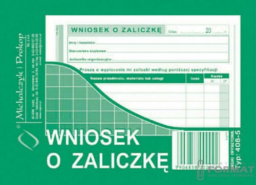 WNIOSEK O ZALICZKĘ MIP 408-5 2