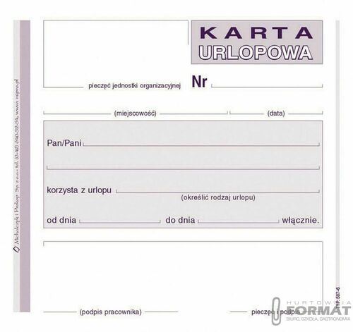 MIP KARTA URLOPOWA 507-6 2