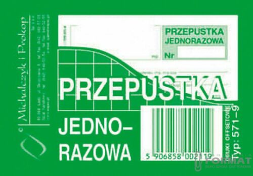 PRZEPUSTKA JEDNORAZOWA A7 MIP 571-9 2
