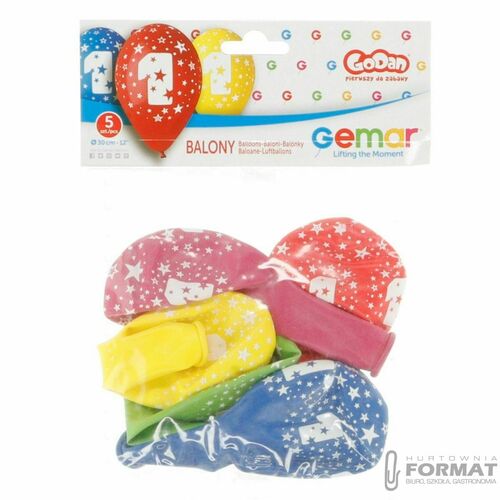 Balony Premium cyfra "1" 12" 5 szt. 3