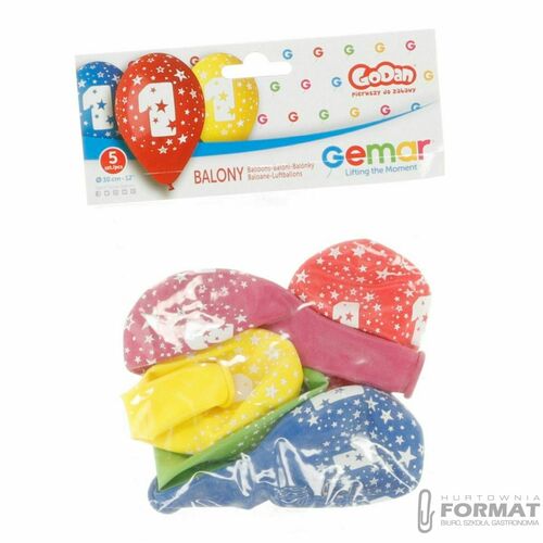 Balony Premium cyfra "1" 12" 5 szt. 4