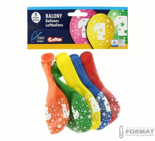 Balony Premium cyfra "1" 12" 5 szt. 6