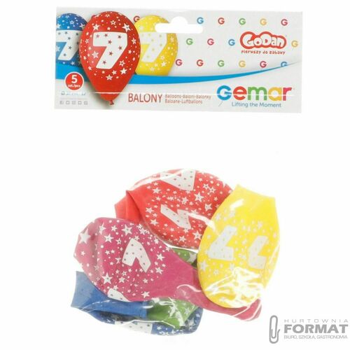 Balony Premium cyfra "7" 12" 5 szt. 2