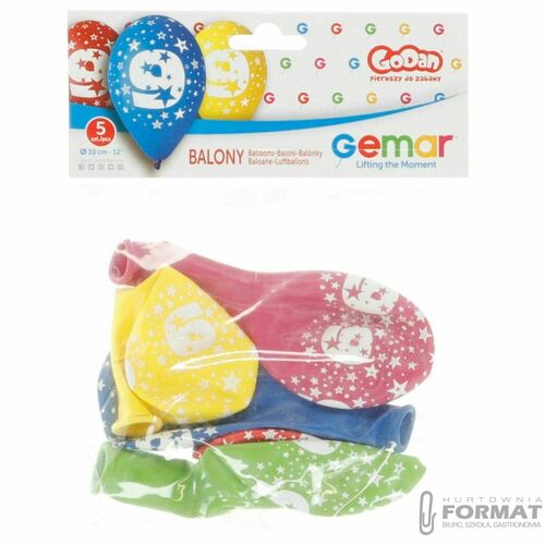 Balony Premium cyfra "9" 12" 5 szt. 2