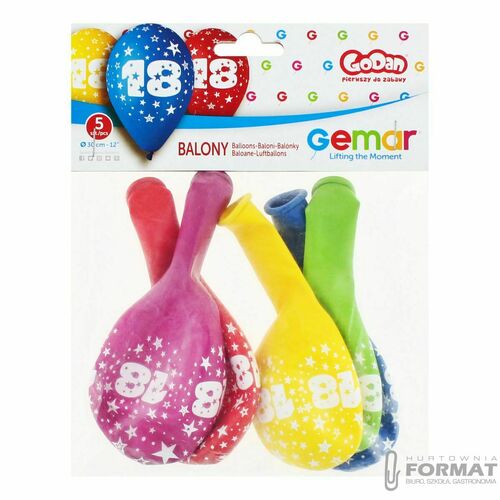 Balon z nadrukiem "18" mix 5szt 3