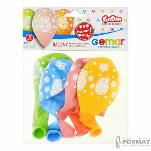 Kolorowe balony z cyfrą 5 2