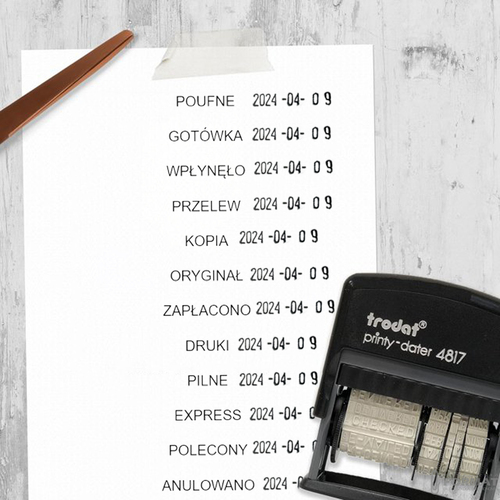 DATOWNIK Z HASŁAMI TRODAT 4817 CYFRA ROK MIESIĄC DZIEŃ CZARNY 9