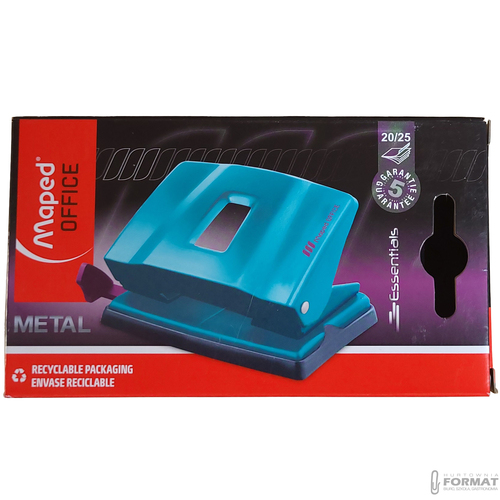 TURKUSOWY METALOWY DZIURKACZ ESSENTIALS METAL DECO DO 25 KART. MAPED OFFICE 10