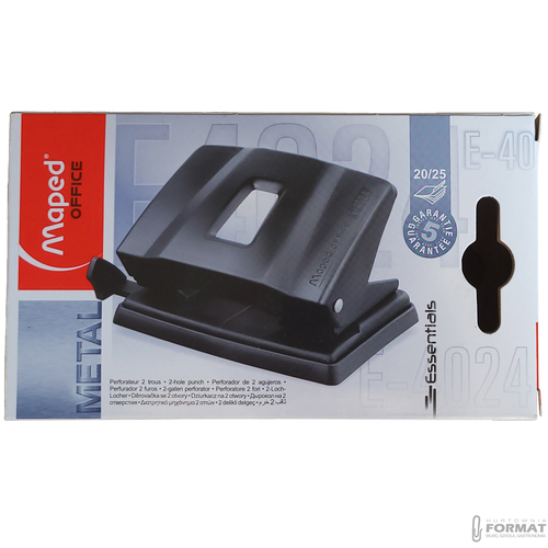 CZARNY METALOWY DZIURKACZ ESSENTIALS METAL DO 25 KARTEK MAPED OFFICE 9