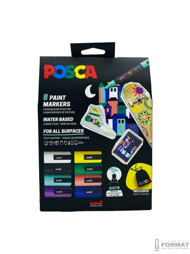 POSCA ZESTAW 8szt PC-5M KARTONIK Z TOREBKĄ PIN-200 + CIENKOPISY Manga Shojo 2