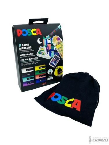 POSCA ZESTAW 8szt PC-5M KARTONIK Z TOREBKĄ PIN-200 + CIENKOPISY Manga Shojo 3