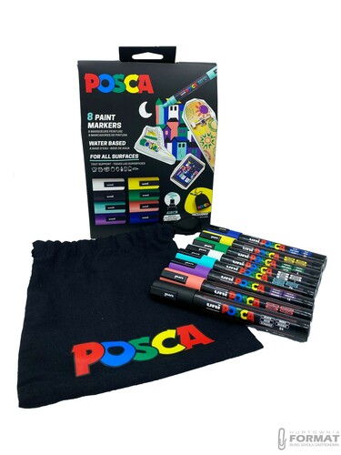 POSCA ZESTAW 8szt PC-5M KARTONIK Z TOREBKĄ PIN-200 + CIENKOPISY Manga Shojo 4