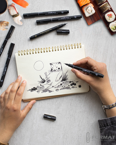 POSCA ZESTAW 8szt PC-5M KARTONIK Z TOREBKĄ PIN-200 + CIENKOPISY Manga Shojo 7