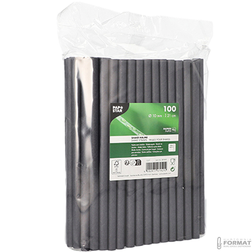 SŁOMKI PAPIEROWE 10mm 21cm 100szt GRUBE RURKI CZARNE DO SHAKÓW NAPOI 2
