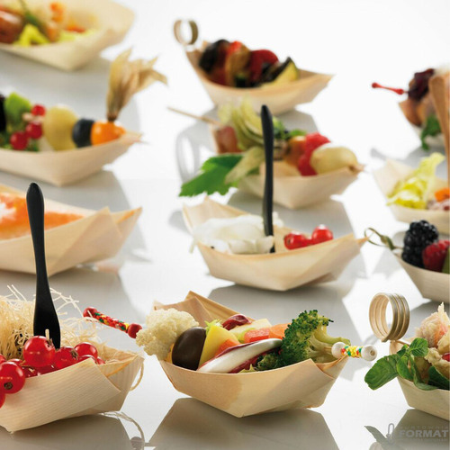 FINGERFOOD MISECZKI DREWNIANE ŁÓDKA 14x8cm 50szt SUSHI NA PRZEKĄSKI SUSHI 4