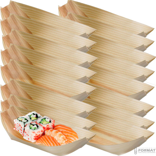 FINGERFOOD MISECZKI DREWNIANE ŁÓDKA 14x8cm 50szt SUSHI NA PRZEKĄSKI SUSHI 6