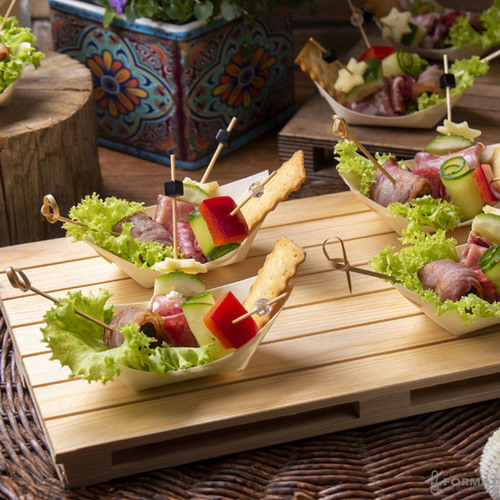 FINGERFOOD MISECZKI DREWNIANE ŁÓDKA 14x8cm 50szt SUSHI NA PRZEKĄSKI SUSHI 9
