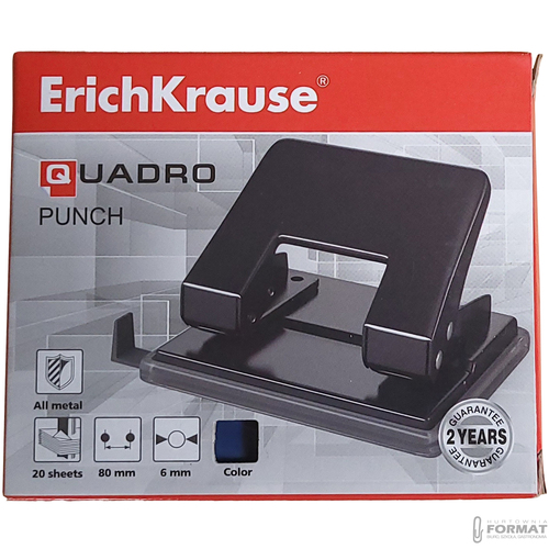 NIEBIESKI METALOWY SOLIDNY DZIURKACZ QUADRO DO 20 KARTEK ERICHKRAUSE 13