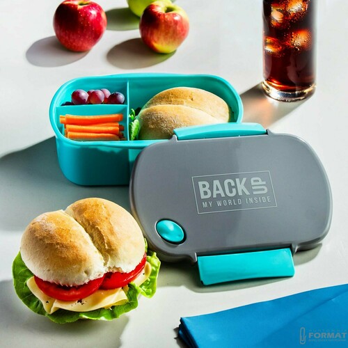ŚNIADANIÓWKA LUNCHBOX 3 PRZEGRÓDKI NA ŚNIADANIE 500ml TURKUSOWA EKO BEZ BPA 4