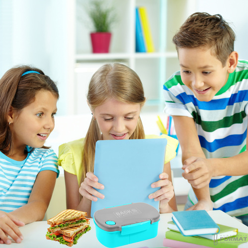 ŚNIADANIÓWKA LUNCHBOX 3 PRZEGRÓDKI NA ŚNIADANIE 500ml TURKUSOWA EKO BEZ BPA 5