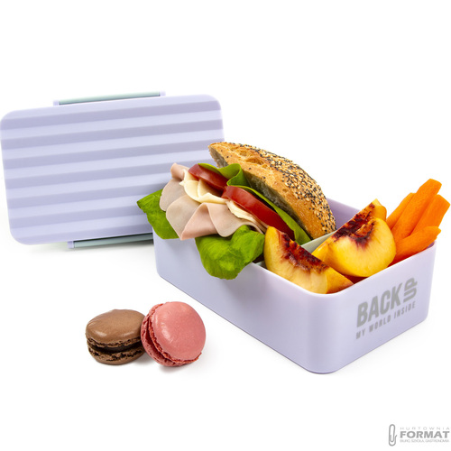 ŚNIADANIÓWKA LUNCHBOX WYJMOWANA PRZEGRODA 600ml FIOLETOWA EKO BEZ BPA 6