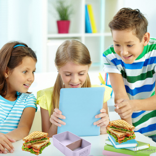 ŚNIADANIÓWKA LUNCHBOX WYJMOWANA PRZEGRODA 600ml FIOLETOWA EKO BEZ BPA 9