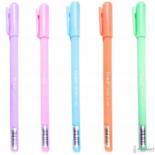 ZESTAW DŁUGOPISÓW TOMA CANDY 0,7mm RÓŻ FIOLET NIEBIESKI POMARAŃCZ ZIELONY 2