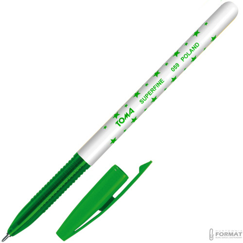 DŁUGOPIS TOMA SUPERFINE TO-059 W GWIAZDKI ZIELONY 0,5mm 3