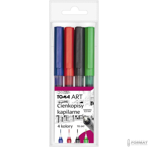 Cienkopisy kapilarne Toma TO-347 okrągła 0.5mm 4szt do biura domu szkoły 3