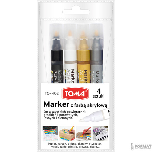 MARKERY ARTYSTYCZNE TOMA MAZAKI Z FARBĄ AKRYLOWĄ ZESTAW 4 SZT ETUI PISAKI 3