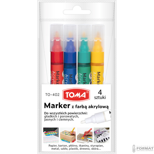 MARKERY ARTYSTYCZNE TOMA MAZAKI Z FARBĄ AKRYLOWĄ ZESTAW 4 SZT ETUI PISAKI 3