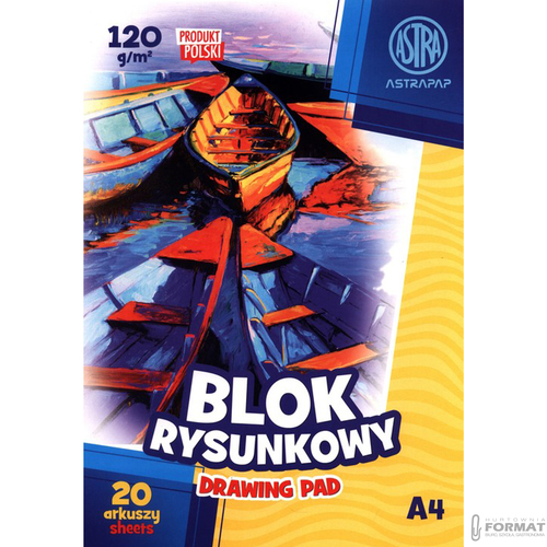 BLOK RYSUNKOWY ASTRA A4 120g BIAŁY 20 KARTEK DO SZKOŁY 3