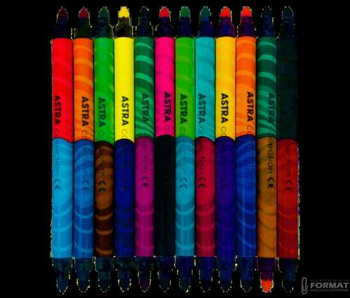 Flamastry dwustronne ASTRA 12 sztuk = 24 kolory 3