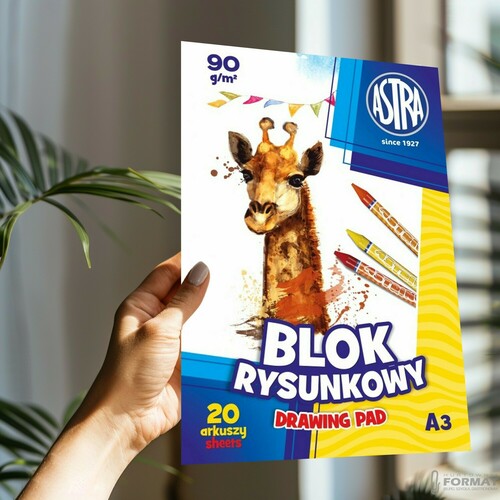 BLOK SZKOLNY RYSUNKOWY FORMAT A3 20 BIAŁYCH KARTEK 90g/m2 3
