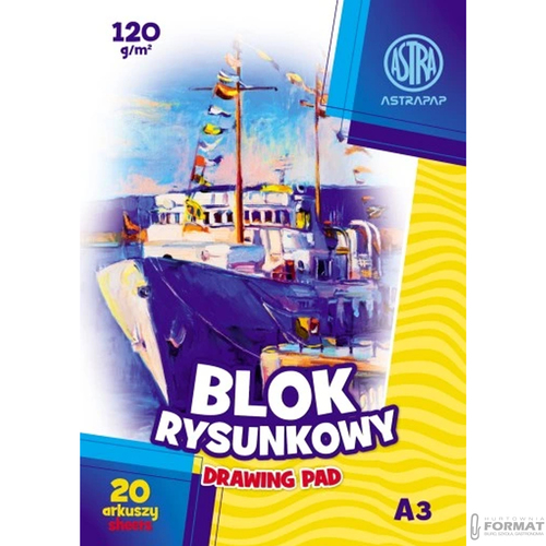 BLOK RYSUNKOWY ASTRA A3 BIAŁY 120g 20 ARKUSZY DO SZKOŁY 2