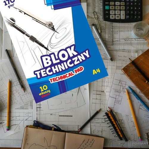 BLOK TECHNICZNY ASTRA A4 170g BIAŁY 10 KARTEK 5