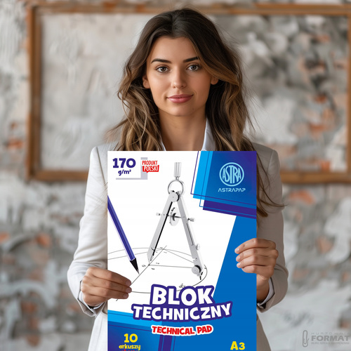BLOK TECHNICZNY ASTRA A3 BIAŁY 170G 10 ARKUSZY 4