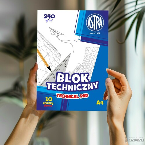BLOK TECHNICZNY ASTRA A4 240g BIAŁY 10 KARTEK 3