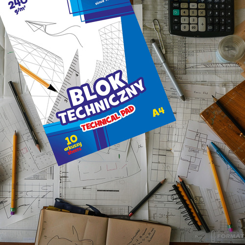 BLOK TECHNICZNY ASTRA A4 240g BIAŁY 10 KARTEK 5