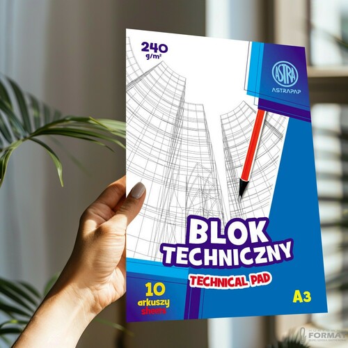 BLOK TECHNICZNY ASTRA A3 240g BIAŁY 20 ARKUSZY 3