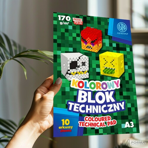 BLOK TECHNICZNY ASTRA A3 170g KOLOROWY 10 ARKUSZY 4