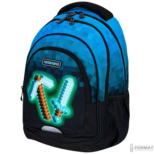 PLECAK SZKOLNY 3-KOMOROWY A5 DLA FANA MINECRAFT PIXEL ASTRABAG 14