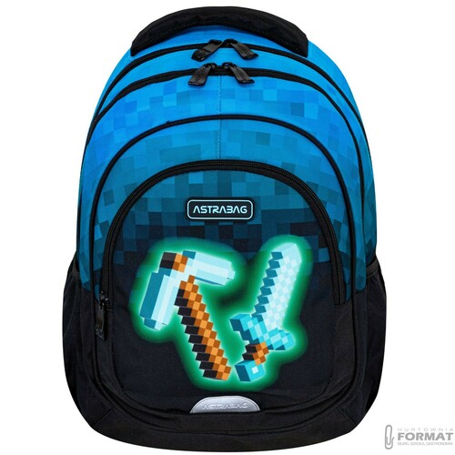 PLECAK SZKOLNY 3-KOMOROWY A5 DLA FANA MINECRAFT PIXEL ASTRABAG 15